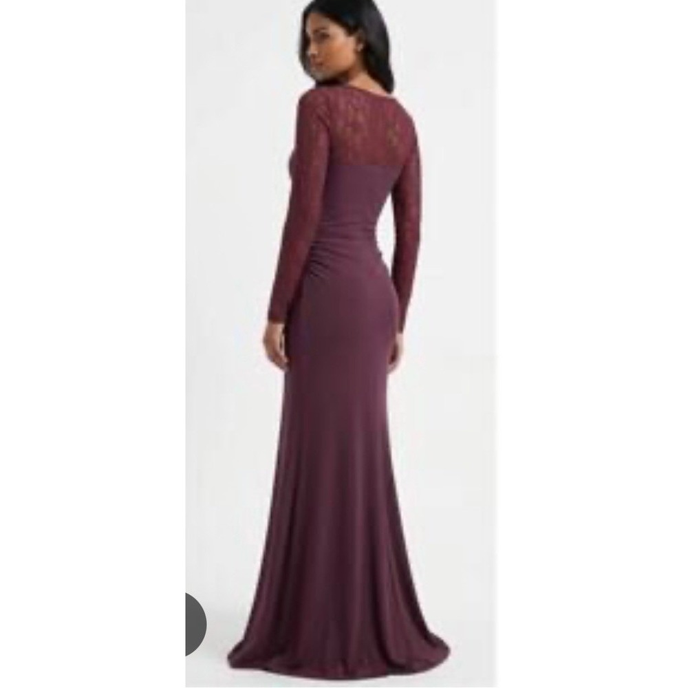 NWT Halara Purple Lace Sleeve Cowl Neck Ruched Midi Dress Size M